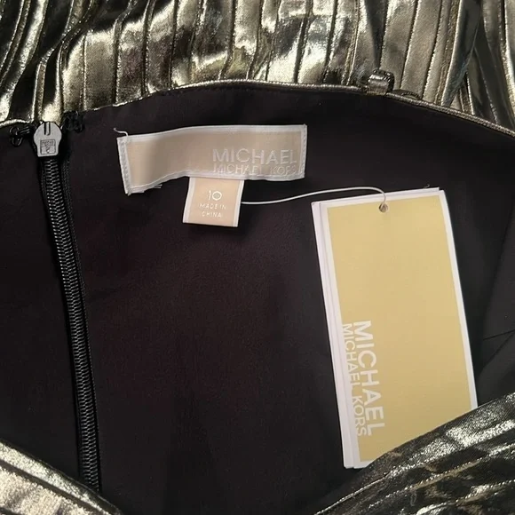 MICHAEL KORS Pleated Lamé Bustier Dress - Picture 6 of 7